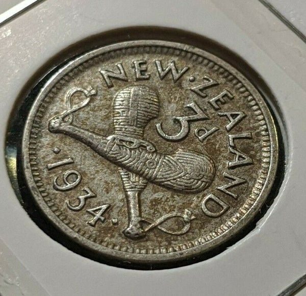 New Zealand 1934 3d Threepence  KM# 1
