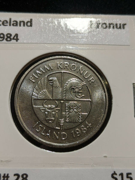 Iceland 1984 5 Krona KM# 28