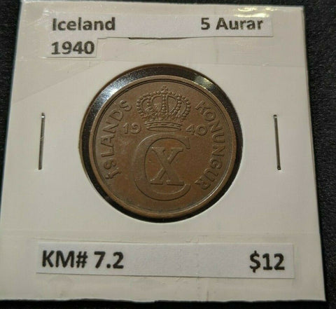 Iceland 1940 5 Aurar KM# 7.2