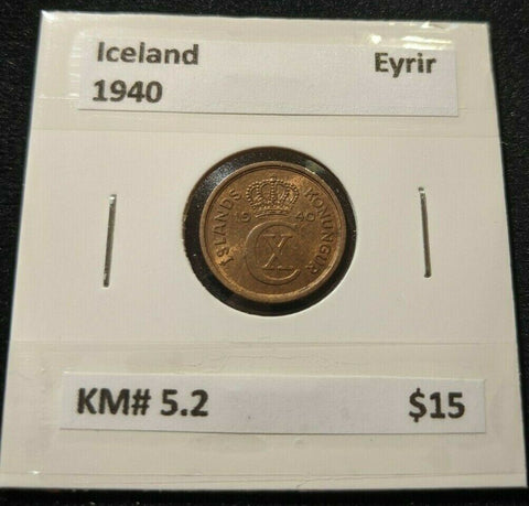 Iceland 1940 Eyrir KM# 5.2