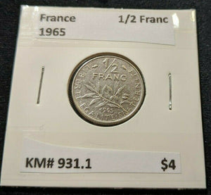 France 1965 1/2 Franc KM# 931.1