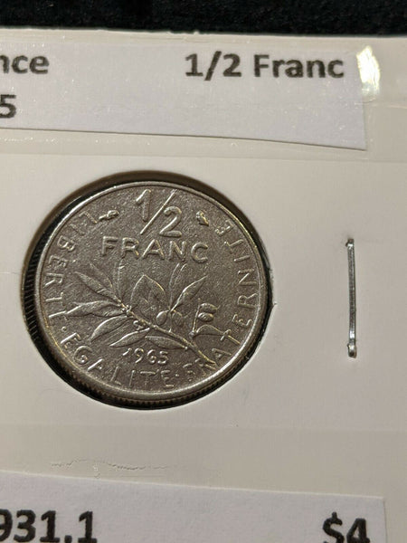 France 1965 1/2 Franc KM# 931.1