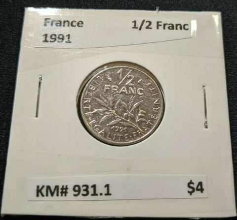 France 1991 1/2 Franc KM# 931.1