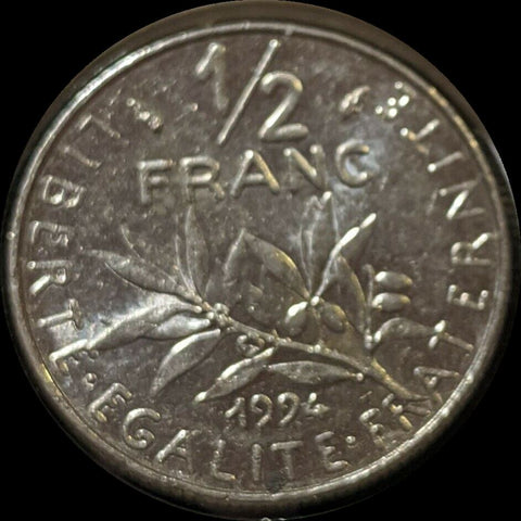 France 1994 Fish 1/2 Franc KM# 931.1
