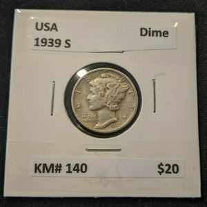 USA 1939 S Dime KM# 140