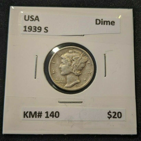 USA 1939 S Dime KM# 140
