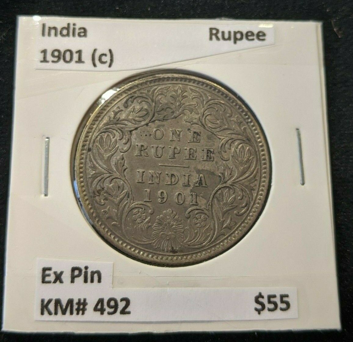 India 1901 (c) Rupee Ex Pin KM# 492