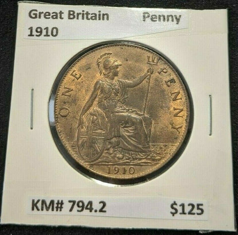 Great Britain 1910 Penny 1d KM# 794.2 #013   #16A