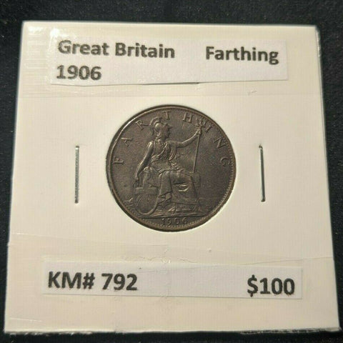 Great Britain 1906 1/4d Farthing KM# 792