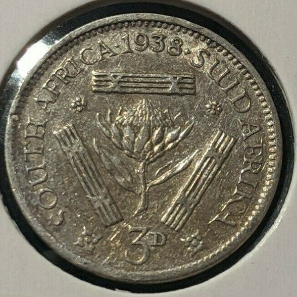 South Africa 1938 Threepence 3d KM# 26 Cleaned #012  #11B