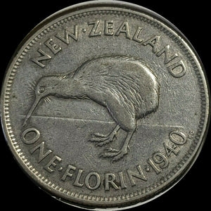 New Zealand 1940 2/- Florin  KM# 10.1