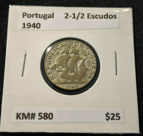 Portugal 1940 2-1/2 Escudos KM# 580