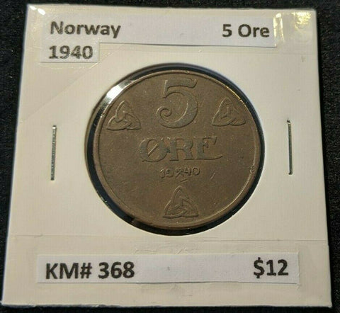 Norway 1940 5 Ore KM# 368