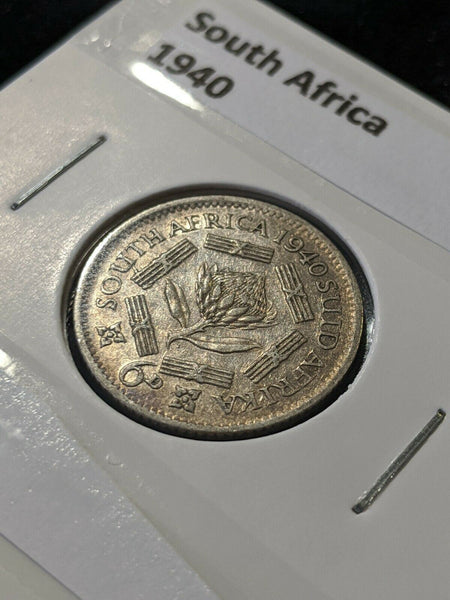 South Africa 1940 Sixpence 6d Cleaned KM# 27