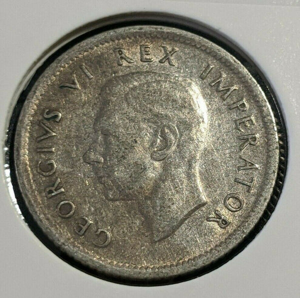 South Africa 1940 Sixpence 6d Cleaned KM# 27