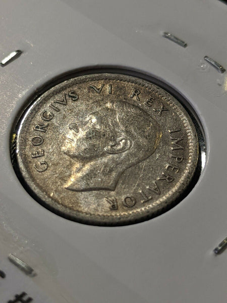 South Africa 1940 Sixpence 6d Cleaned KM# 27