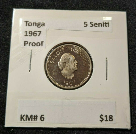 Tonga Proof 1967 5 Seniti KM# 6  #212 10B