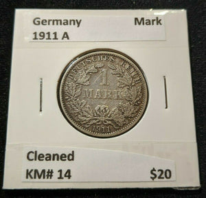 Germany 1911 A Mark Cleaned KM# 14   8C