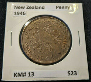 New Zealand 1946 Penny 1d KM# 13