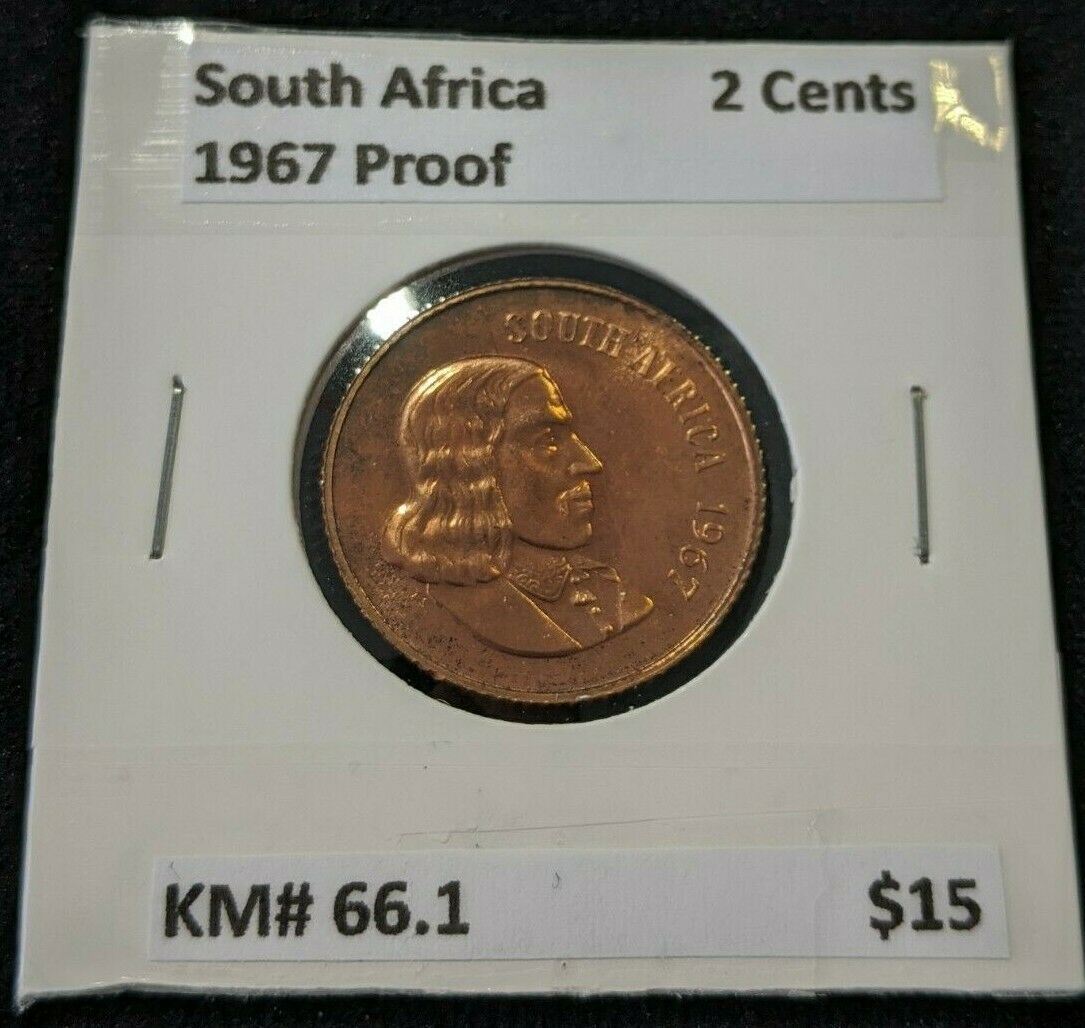 South Africa Proof 1967 2 Cent KM# 66.1