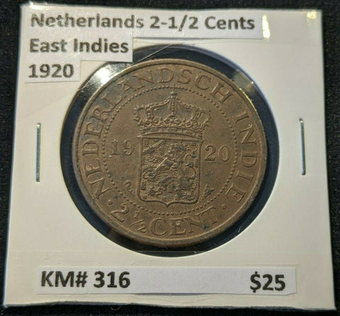 Netherlands East Indies 1920 2-1/2 Cents KM# 316