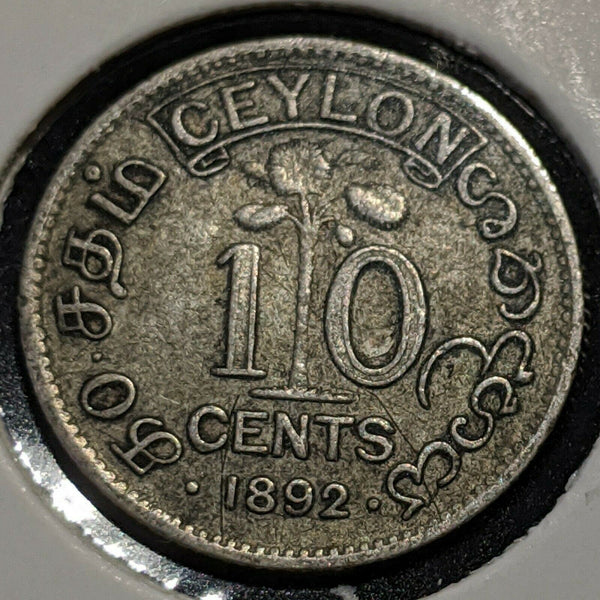 Ceylon 1892 10 Cents KM# 94