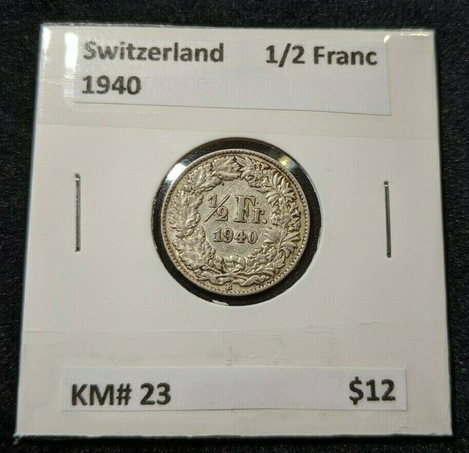 Switzerland 1940 1/2 Franc KM# 23 #175   #12B