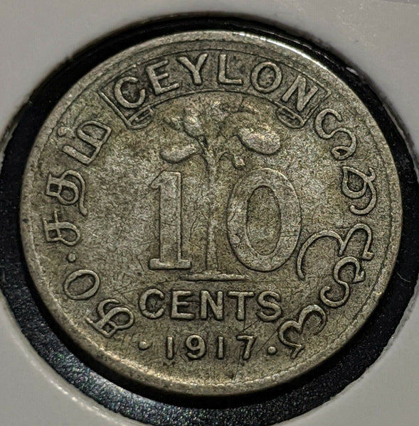 Ceylon 1917 10 Cents KM# 104