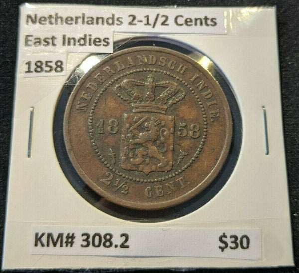 Netherlands East Indies 1858 2-1/2 Cents KM# 308.2