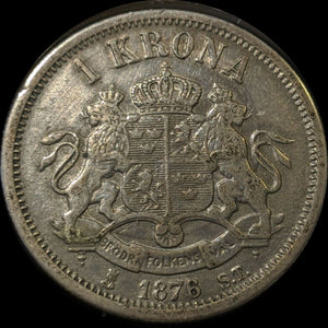 Sweden 1876/5 ST Krona Cleaned KM# 741