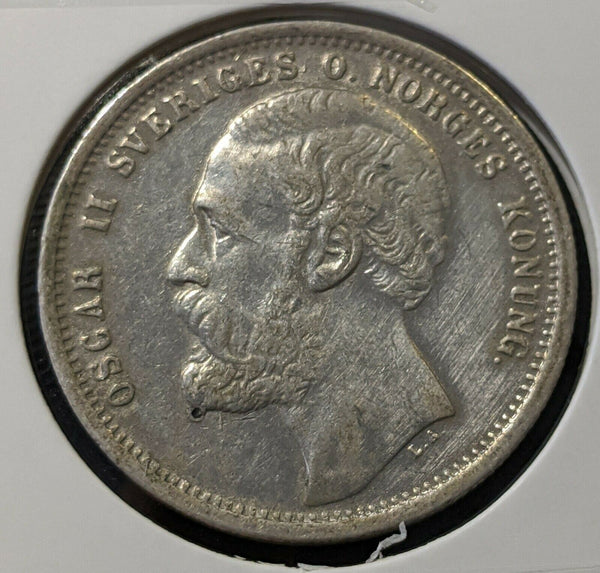 Sweden 1876/5 ST Krona Cleaned KM# 741