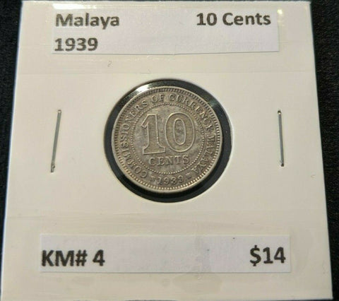Malaya 1939 Ten Cent KM# 4
