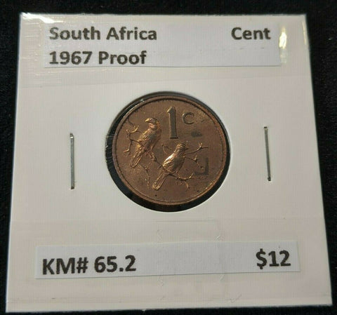 South Africa Proof 1967 Cent KM# 65.2