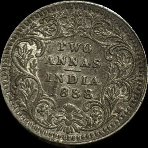 India-British 1888 C Two Anna Cleaned KM# 488