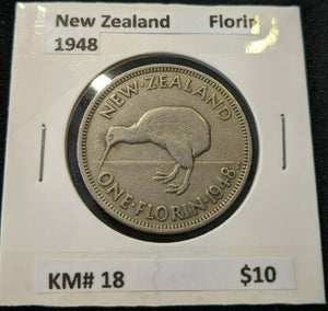 New Zealand 1948 2/- Florin  KM# 18