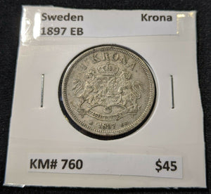 Sweden 1897 EB Krona KM# 760