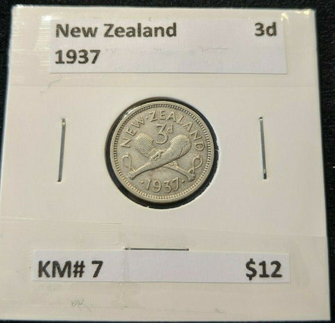 New Zealand 1937 Threepence 3d KM# 7