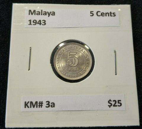 Malaya 1943 5 Cents KM# 3a