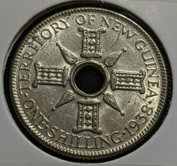 New Guinea 1938 Shilling 1/- Scratch KM# 8