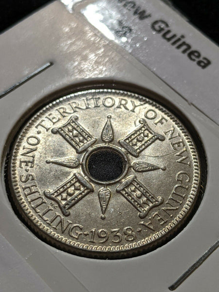 New Guinea 1938 Shilling 1/- Scratch KM# 8