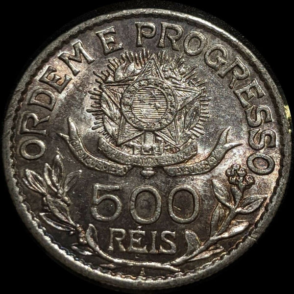 Brazil 1913A 500 Reis Cleaned KM# 512