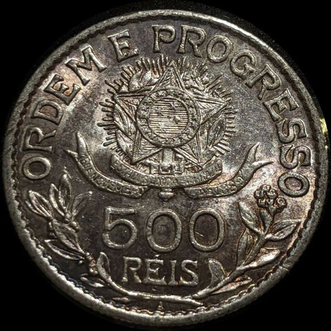 Brazil 1913A 500 Reis Cleaned KM# 512