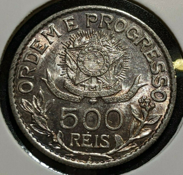 Brazil 1913A 500 Reis Cleaned KM# 512