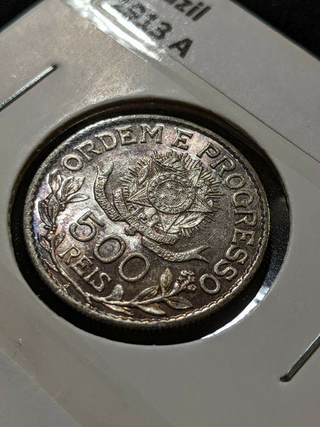 Brazil 1913A 500 Reis Cleaned KM# 512