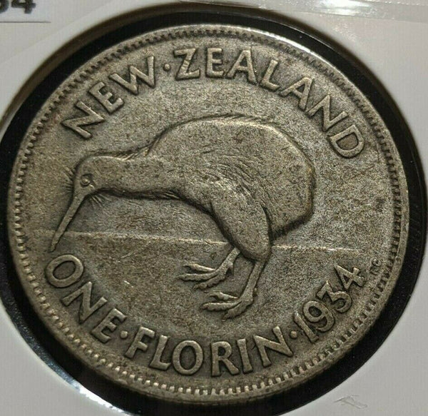 New Zealand 1934 2/- Florin  KM# 4