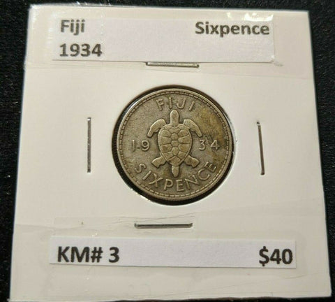 Fiji 1934 Sixpence 6d KM# 3