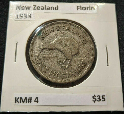 New Zealand 1933 2/- Florin  KM# 4