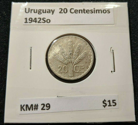 Uruguay 1942So 20 Centesimos KM# 29