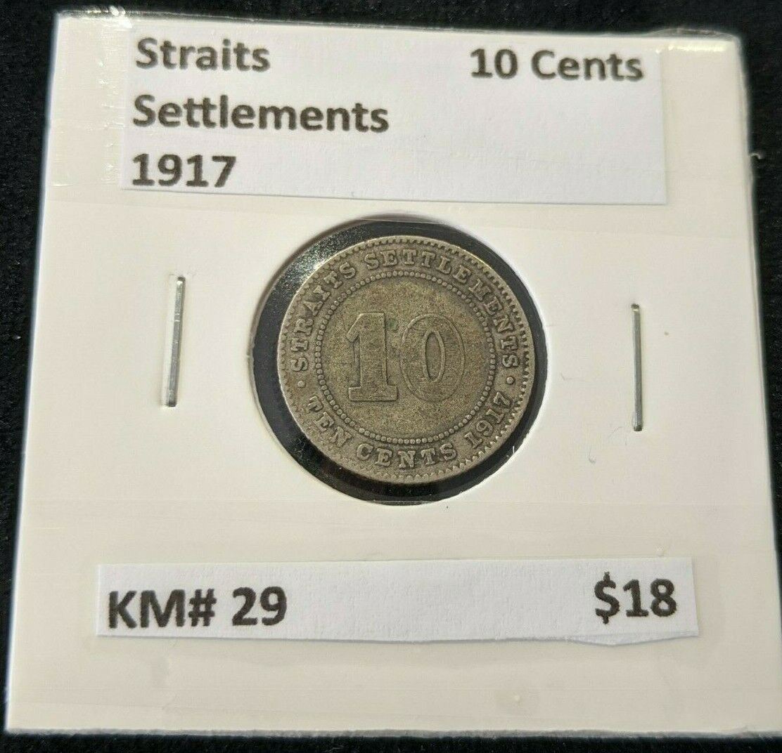 Straits Settlements 1917 10 Cents KM# 29