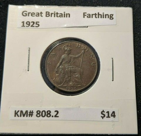 Great Britain 1925 1/4d Farthing KM# 808.2